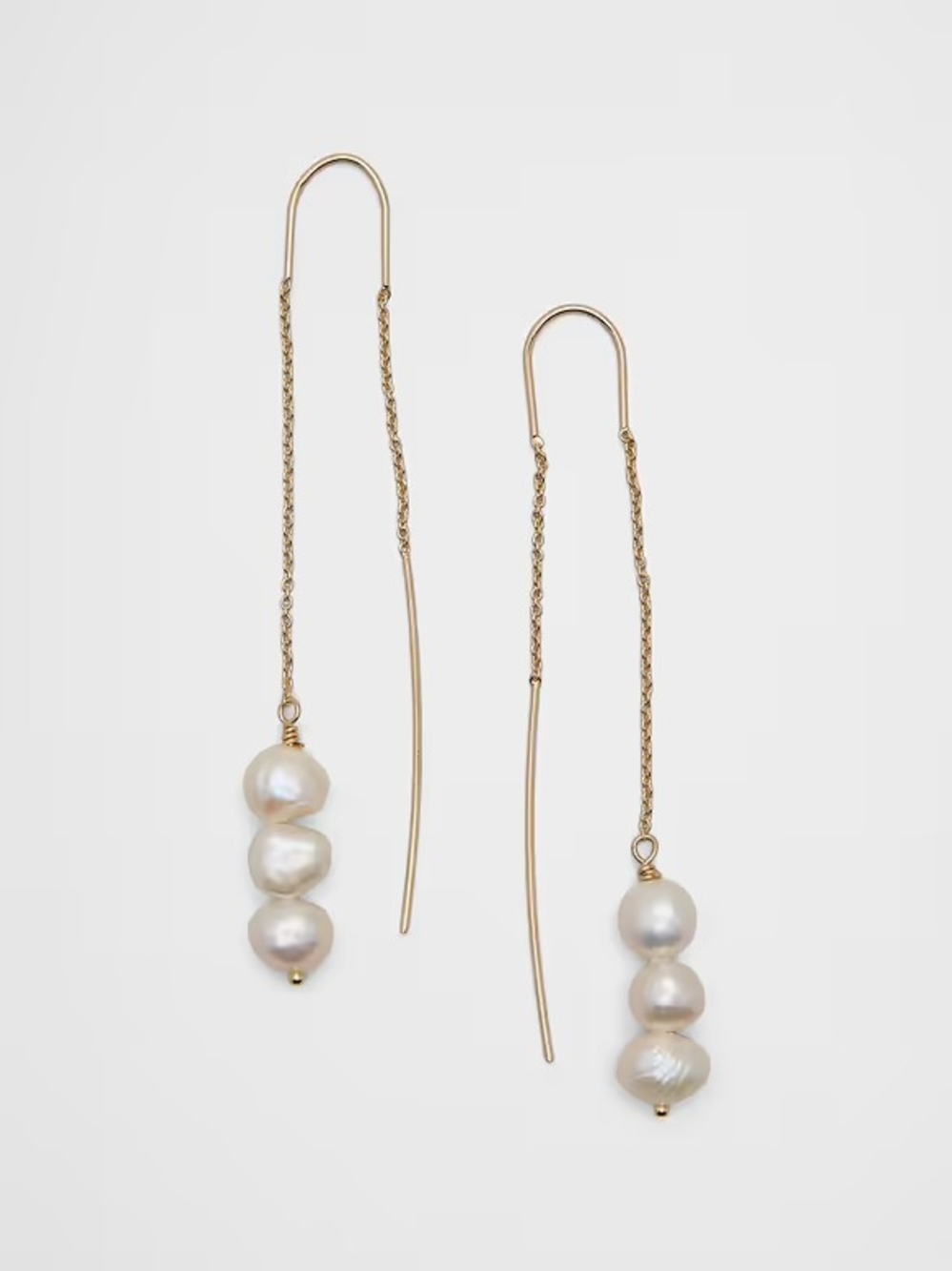 NMOT Gold Pearl Drop Threader Earrings